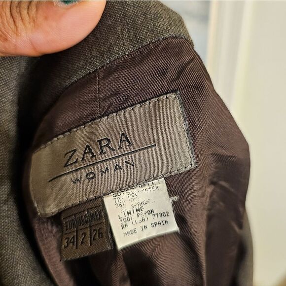 Zara Woman Dark Grey Business Casual One Button Contemporary Blazer Jacket. - Picture 4 of 13